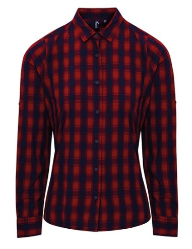 PRE-PR350-Womens Mulligan Check Cotton Long Sleeve Shirt